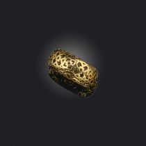 Paloma Picasso for Tiffany & Co, a gold ring, of geometric pierced design in 18ct yellow gold,