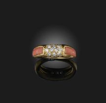 λ Van Cleef & Arpels, a coral and diamond 'Philippine' ring, set with graduated round brilliant-