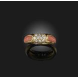 λ Van Cleef & Arpels, a coral and diamond 'Philippine' ring, set with graduated round brilliant-