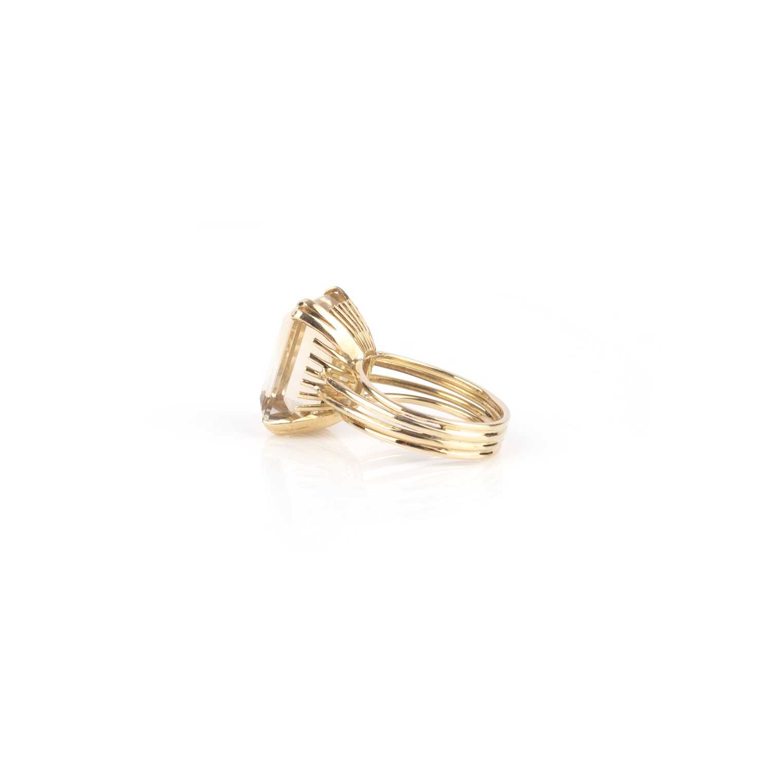 A citrine mounted gold ring, the step-cut citrine claw-set in 18ct yellow gold, size M - Image 3 of 3