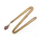 No reserve - a gold and glass bead necklace, the chain composed of wire and rope twist links,