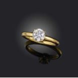 A diamond ring, claw-set with a brilliant-cut diamond weighing approximately 1.90 carats, mounted in
