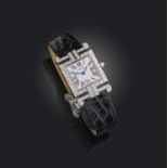 Cartier, a rare lady's platinum and diamond wristwatch, ref.3463, the signed square dial with