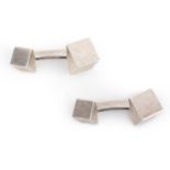 Tiffany & Co., a pair of silver cufflinks, each of geometric design in polished silver, length 3cm