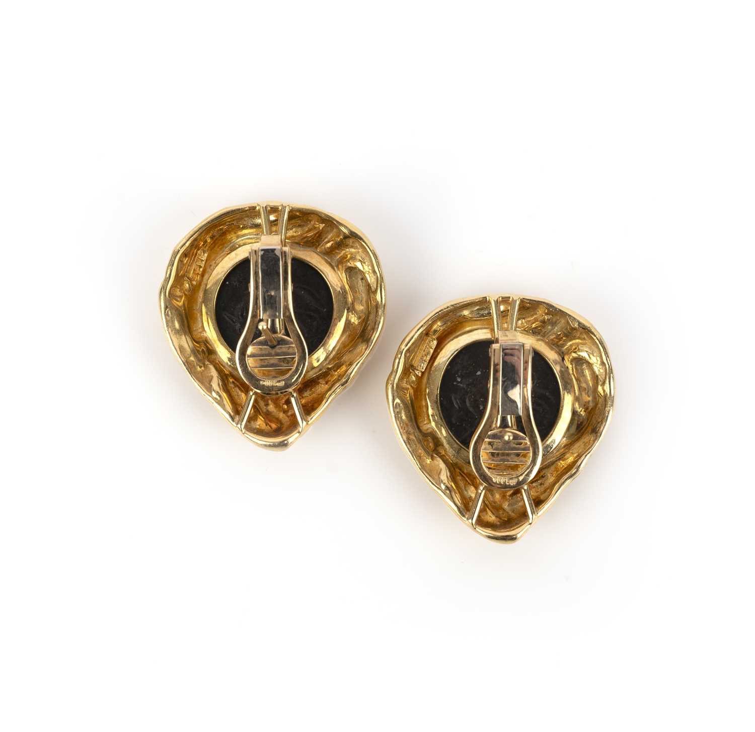 Elizabeth Gage, a pair of gold and bronze earrings, circa 1993, each set with an ancient bronze - Image 2 of 2