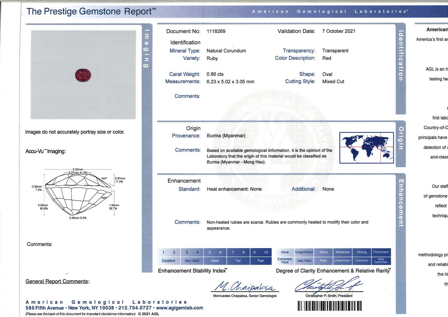 † † Six oval-shaped faceted rubies, weighing 5.86cts total Accompanied by four reports from AGL - Image 3 of 9