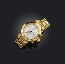 Cartier, a gentleman's 18ct gold 'Pasha de Cartier' chronograph wristwatch, ref. 2111, cream