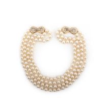 Vourakis, a cultured pearl and diamond necklace, designed as a double row of cultured pearls,