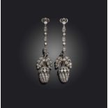 A pair of diamond earrings, early 19th century and later, each designed as an acorn suspended from a