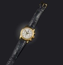Girard Perregaux, a gentleman's gold 'Ferrari' chronograph wristwatch, ref.8020, silvered dial