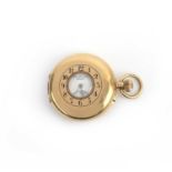 JW Benson, an 18ct gold pocket watch, circa 1929, half hunter design with aperture to front and