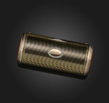 Cartier, an Art Deco gold, enamel and diamond vanity case, 1920s, the cylindrical case of oval