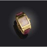 De Grisogono a lady's gold 'Instrumentino' dual time wristwatch, ref. 6760, the rectangular pink