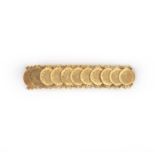 No reserve - a gold bracelet, composed of gold coin links, length 16.2cm, gross weight 29 grams