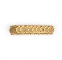 No reserve - a gold bracelet, composed of gold coin links, length 16.2cm, gross weight 29 grams