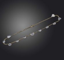 A diamond necklace, set with variously-shaped rose-cut diamonds totalling approximately 11.00