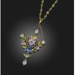 Carlo & Arthur Giuliano, a rare sapphire, diamond and enamel necklace, circa 1895-1912, designed