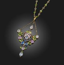 Carlo & Arthur Giuliano, a rare sapphire, diamond and enamel necklace, circa 1895-1912, designed