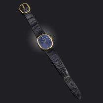 Patek Philippe, a 'Golden Ellipse' wristwatch, signed deep blue dial, baton indicators, gold case,