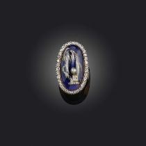 λ No reserve - a superb pearl, enamel and diamond mourning ring, circa 1791, of oval outline,