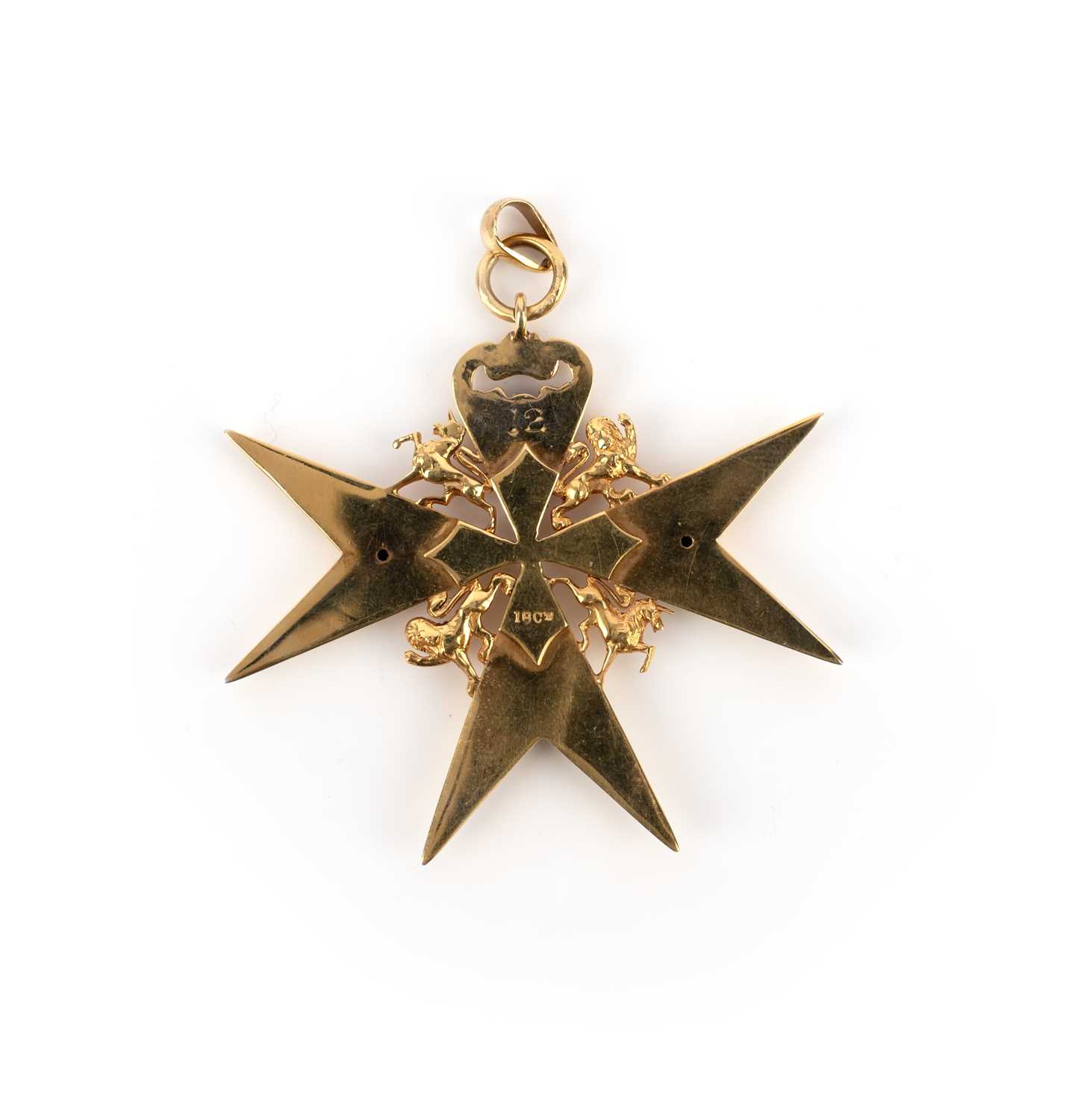 A gold and enamel pendant, Venerable Order of St John, late 19th/early 20th century, designed as a - Image 2 of 3