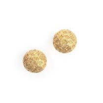 A pair of gold stud earrings, circa 1970, each of circular outline, engraved with a basketweave