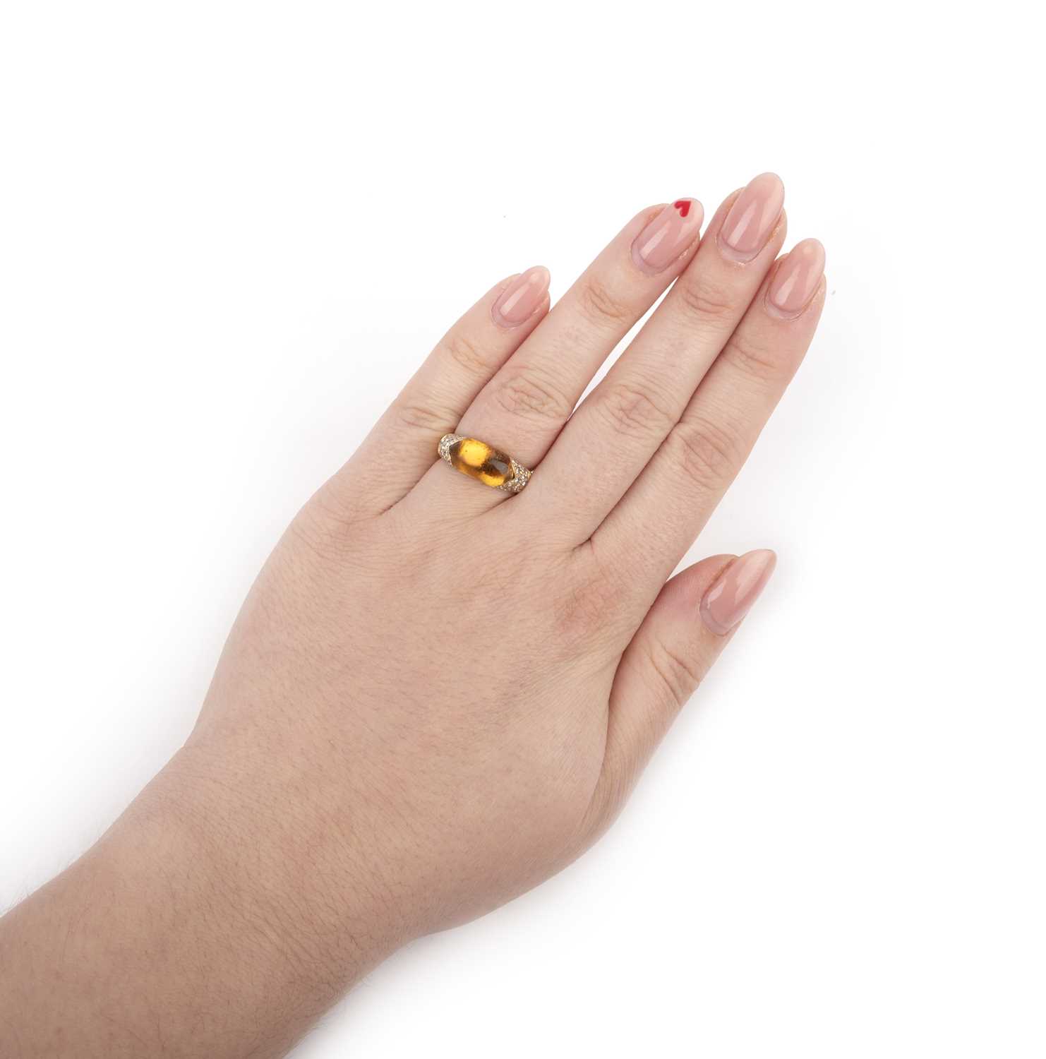 Bulgari, a citrine and diamond 'Tronchetto' ring, set with a cabochon citrine within diamond - Image 2 of 2