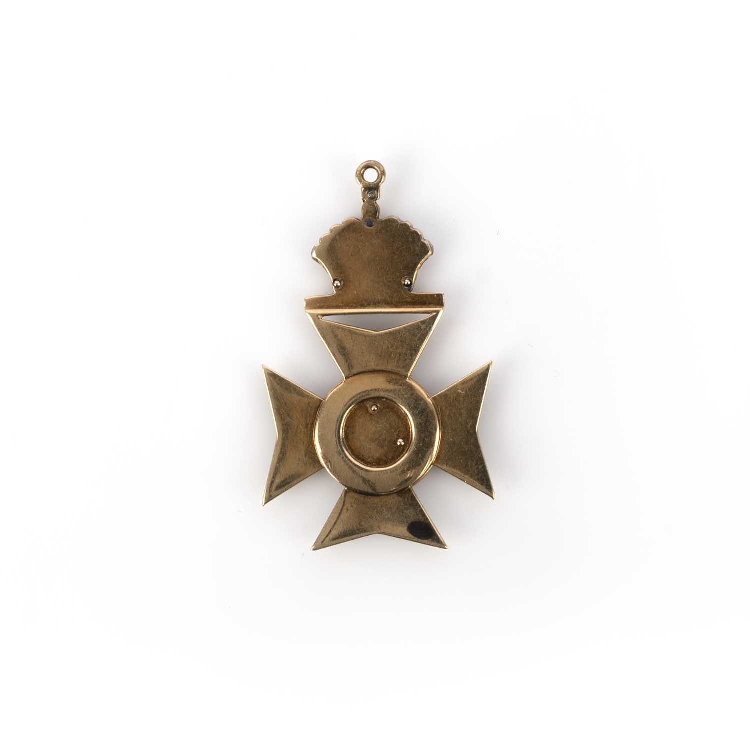 A Regimental pendant, for The Kings Royal Rifle Corps, set with red and green enamel and diamonds in - Image 2 of 2