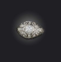 A diamond ring, early 20th century, set with a circular-cut diamond weighing approximately 0.25