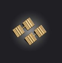Cartier, a pair of fluted gold cufflinks, of square design, signed Cartier London and numbered 8047,