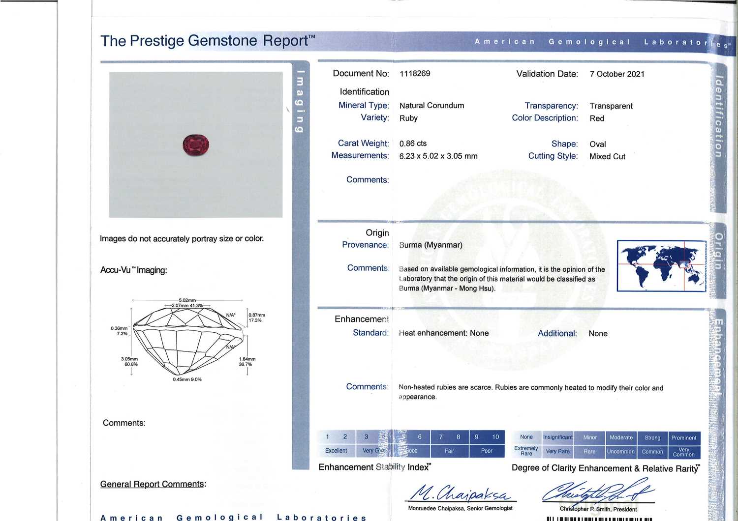 † † Six oval-shaped faceted rubies, weighing 5.86cts total Accompanied by four reports from AGL - Image 6 of 9