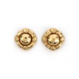 A pair of circular gold earrings, of tied and bombe design in 18ct yellow gold, London hallmarks for