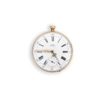 Vacheron, an open face gold pocket watch, early 20th century, white enamelled dial, black Roman