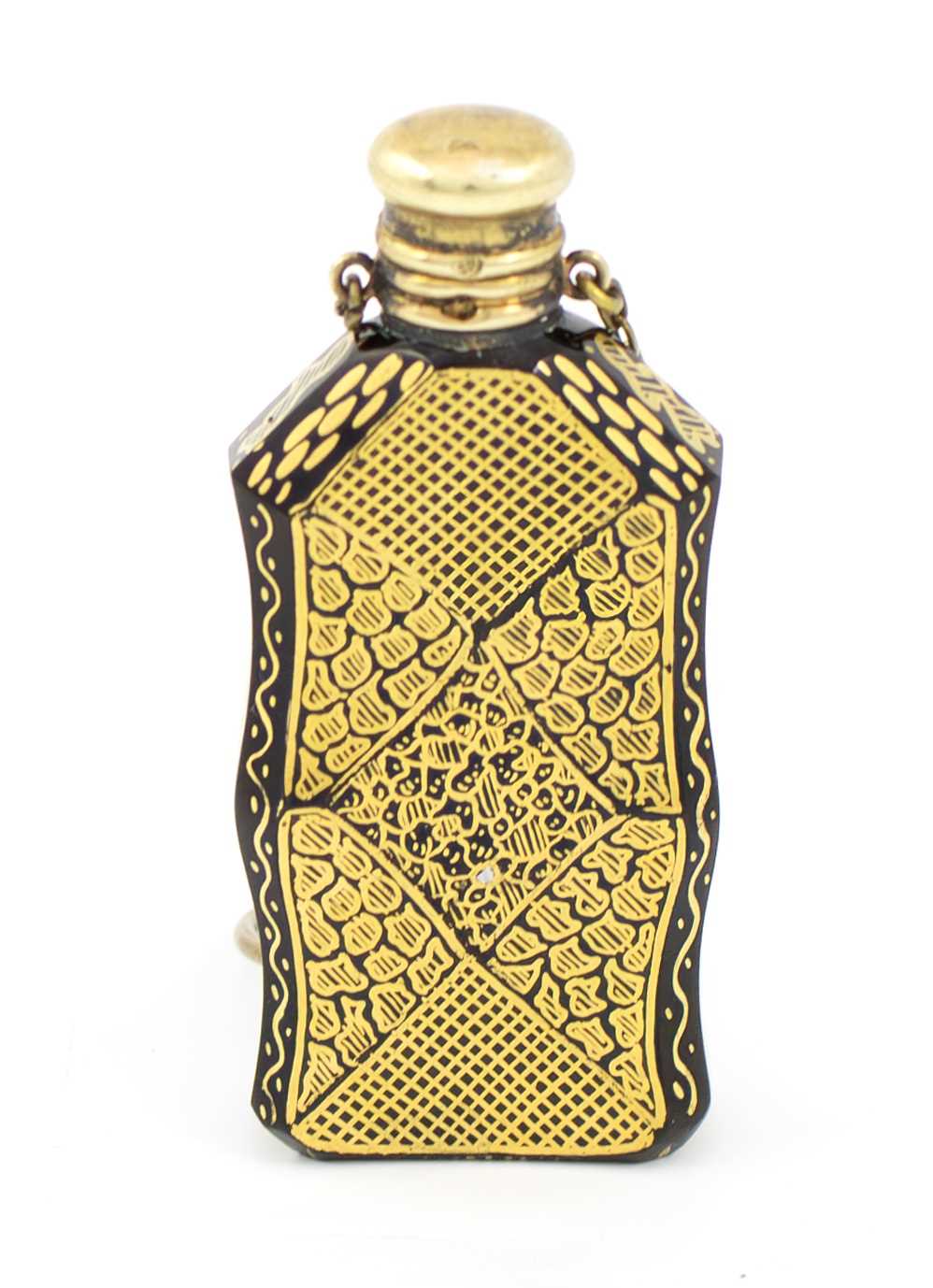 A 19th century Bohemian hyalith scent bottle, circa 1840, rectangular form, the sides cut with