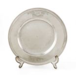 A Charles II silver plate, possibly by Abraham Harrison, London 1678, plain circular form,