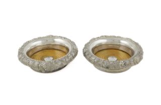 A pair of early Victorian silver wine coasters, by Howard & Hawksworth, Sheffield 1837, circular