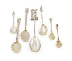 A mixed lot of silver spoons, comprising: a pair of Victorian Scottish butter/ice cream spades, by