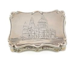 A Victorian silver engraved 'castle-top' vinaigrette, St.Paul's Cathedral, by Nathaniel Mills,