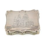 A Victorian silver engraved 'castle-top' vinaigrette, St.Paul's Cathedral, by Nathaniel Mills,