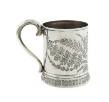 A Victorian silver mug, by Martin, Hall and Co., London 1886, tapering circular form, engraved