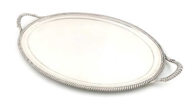 A George III silver two-handled tray, by Thomas Richards, London 1812, oval form, gadroon border and