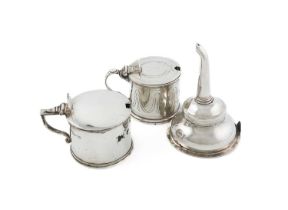 A small mixed lot of silver items, comprising: a George III wine funnel, London 1785, plus a William