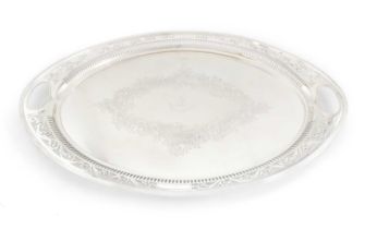 A silver two-handled tray, by Gibson & Co Ltd, Sheffield 1915, oval form, a reeded border with