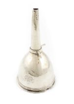 A George III provincial silver wine funnel, by Thomas Watson, Newcastle circa 1800, circular form,