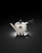 A George II West Country silver saffron/miniature teapot, maker's mark only, SW crowned for Samuel