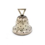 An Edwardian silver novelty bell pin cushion, by Levi & Salaman, Birmingham 1907, pierced bell shape