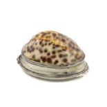 A George II silver-mounted cowrie shell snuff box, by Robert Collier or Robert Cox, London circa