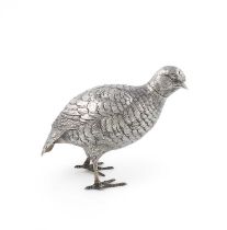 A silver partridge, maker's mark of R.H.H, Sheffield 1924, modelled in a standing position, with a