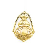An early-19th century French gold vinaigrette, marked with a control mark, oval baluster form,
