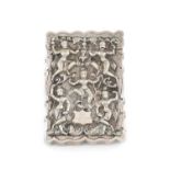 A late-19th century Indian silver card case, unmarked, rectangular form, embossed decoration with